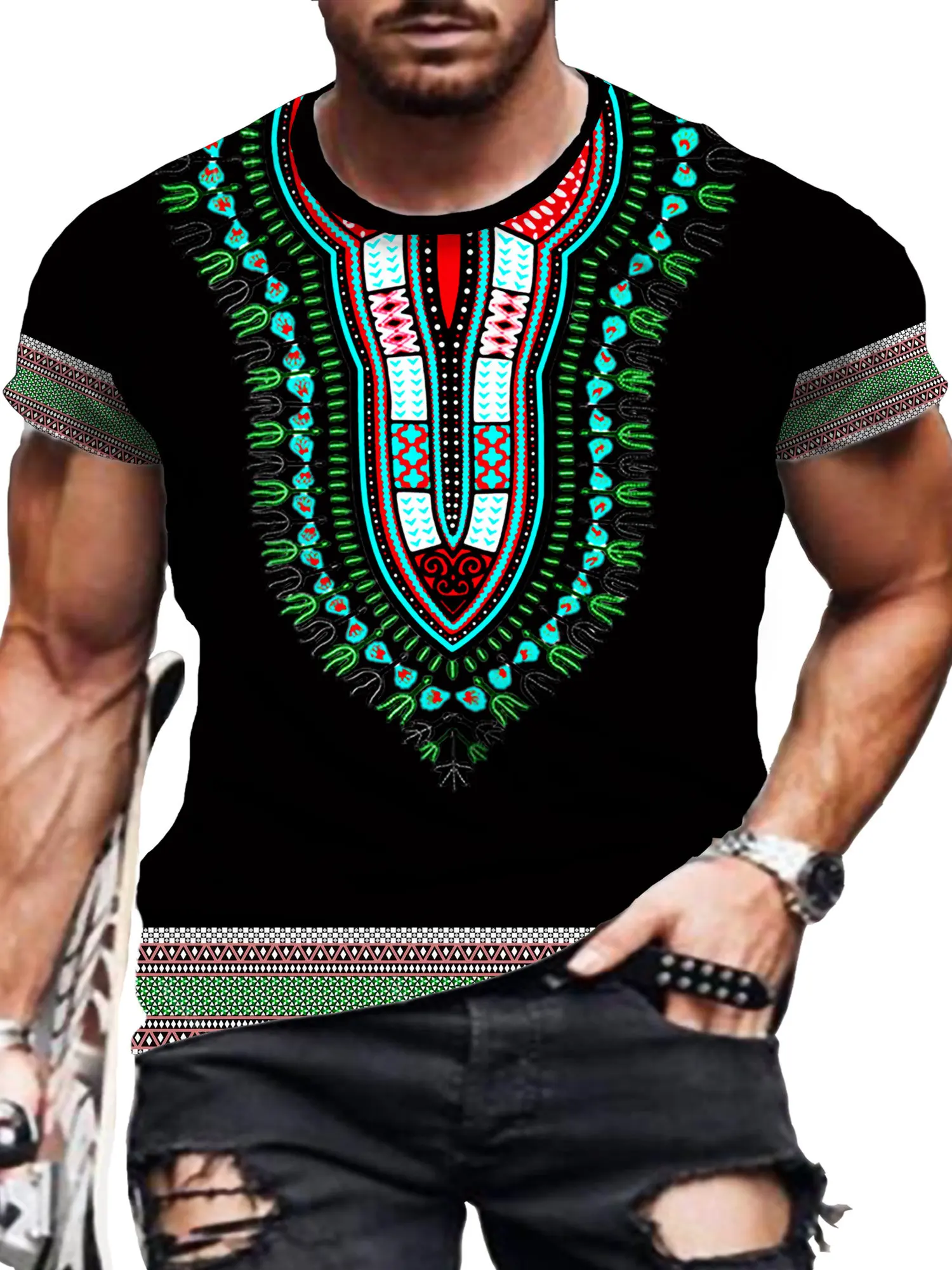 Men'S Ethnic & Formal Designer Wear Studio S - Rahat erkek T-Shirt Afrika Etnik Kültür