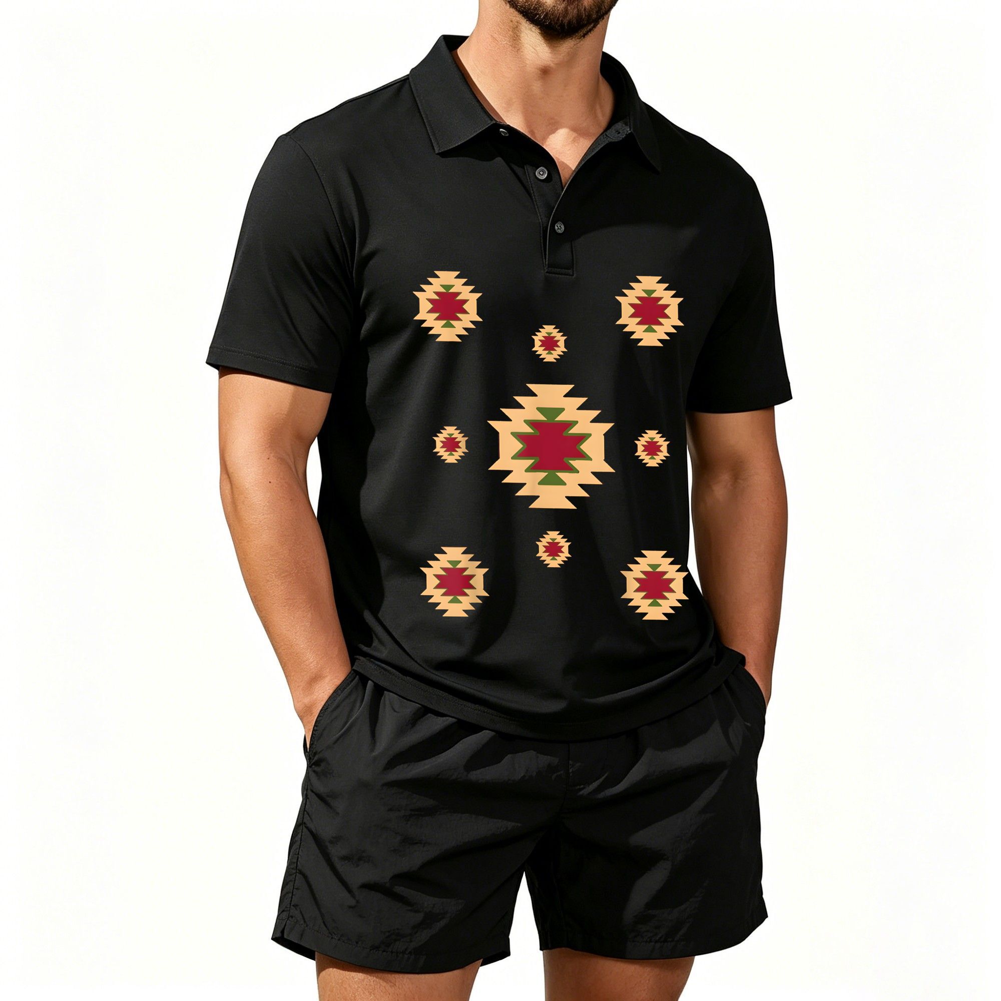 Men'S Ethnic & Formal Designer Wear Studio S - Erkek Kısa Kollu Polo Gömlek Seti,