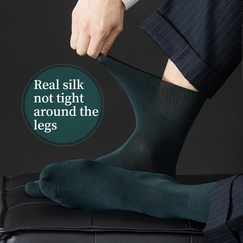 Men Formal Wear Green - Erkek Gerçek İpek İş Elbise Çorapları,
