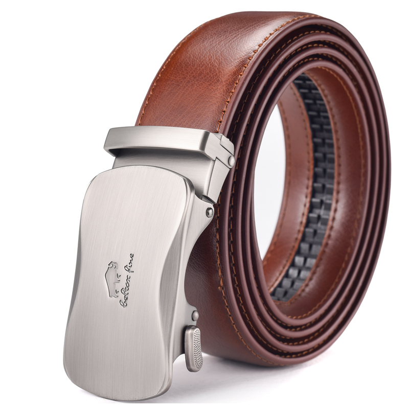 Men'S Formal Wear Belt - Otomatik Kayar Tokalı Erkek Deri Cırcırlı