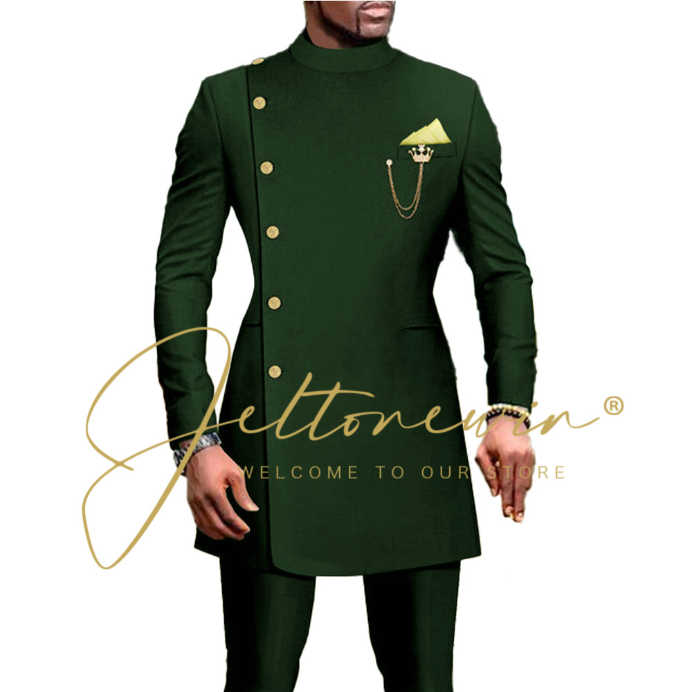 Men Formal Wear Green - Koyu yeşil Suit erkekler için çift