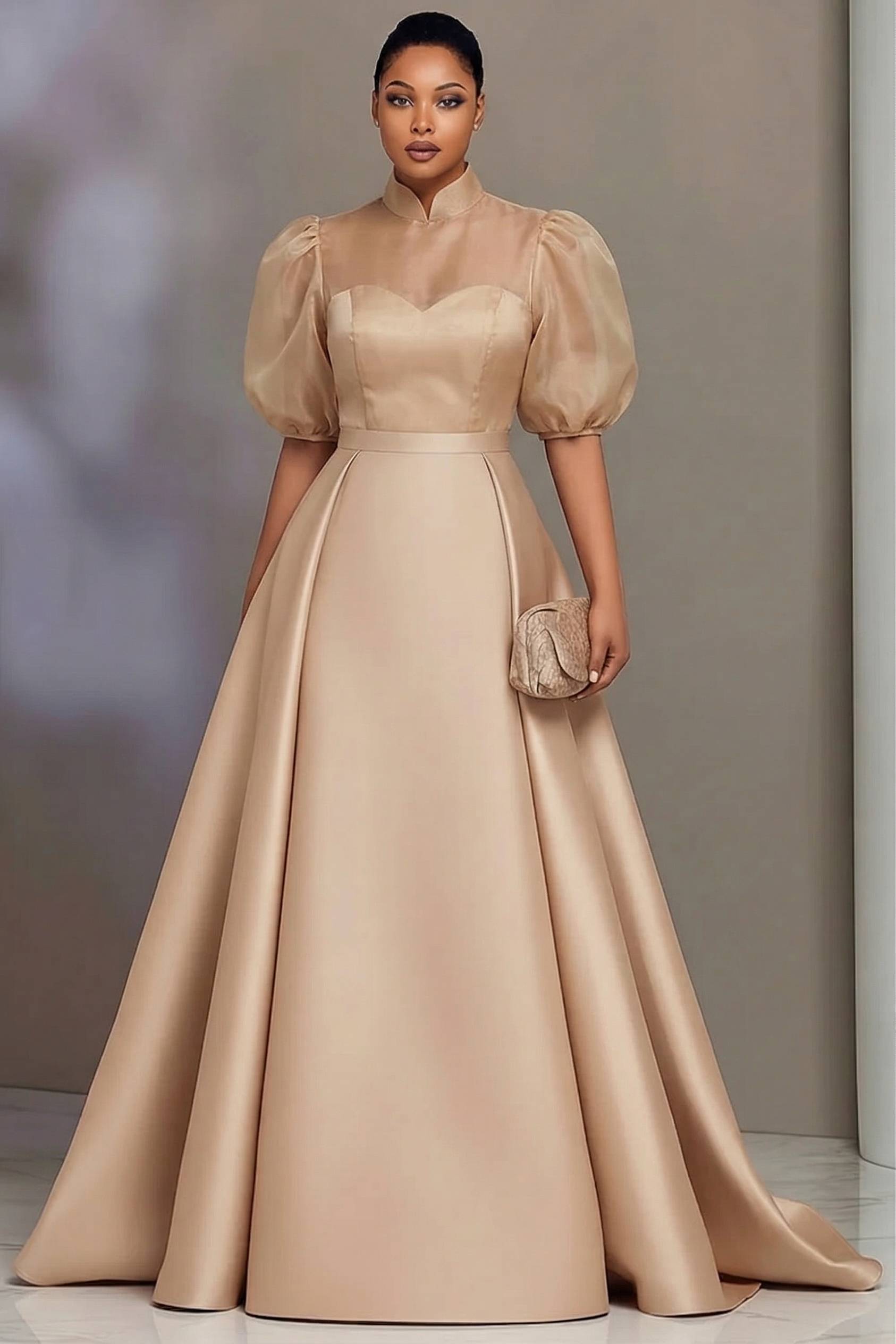 Men'S Formal Wear For Wedding Guest - Büyük Beden Zarif Saten Abiye Elbiseler