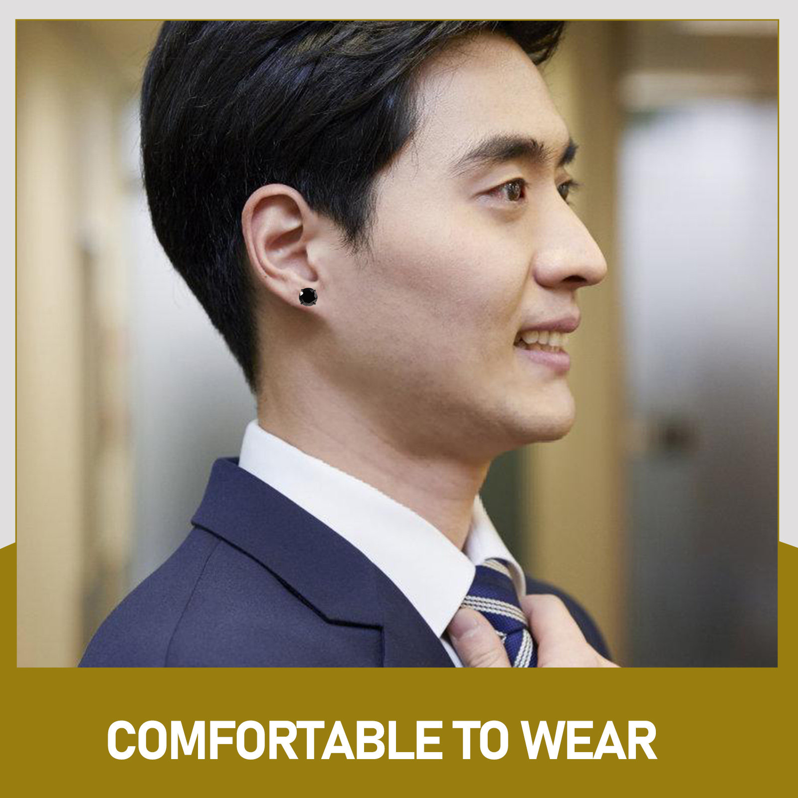 Men'S Formal Wear Jewelry - 1 Çift Titanyum Çelik Siyah Zirkon