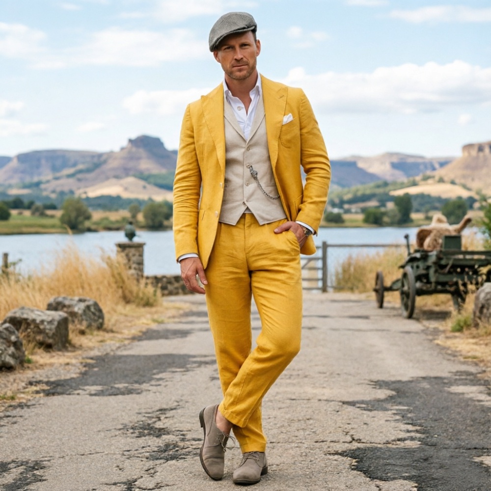 Adaçayı Yeşili Keten Erkek 3 P - Men Formal Wear Green incelemesi ve fiyatı