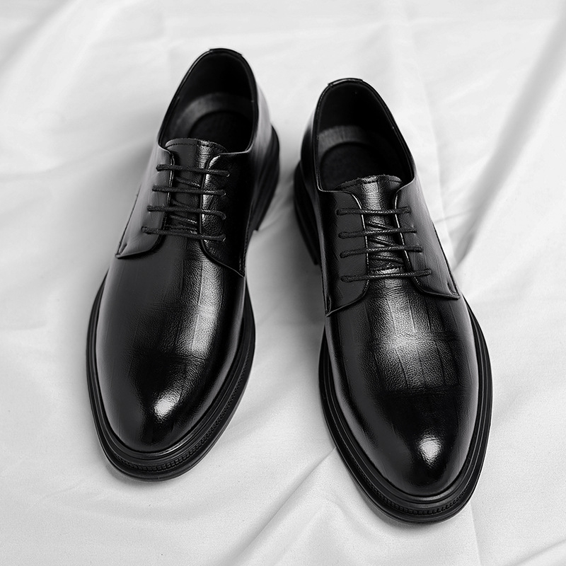 Erkek Siyah Dokulu Deri Sivri  - Men Formal Wear All Black incelemesi ve fiyatı